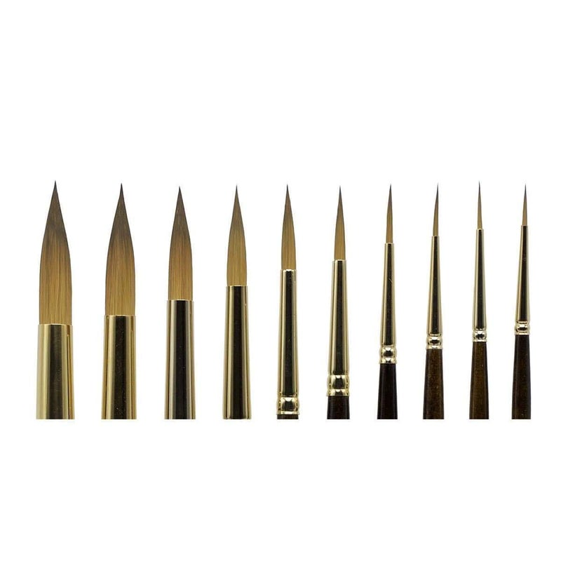 KINGART 1010C Premium 10 Pc. / Sizes Finesse 8020 Series Ultra Round Watercolor Artist Brush Set, Synthetic Kolinsky Sable Blend, Short Handle, Gift Boxed - Image 5